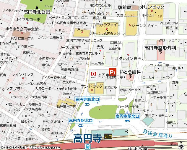 高円寺支店付近の地図
